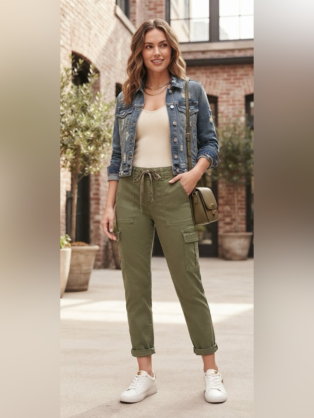 Forever 21 Olive Cargo Pants with Utility Pockets